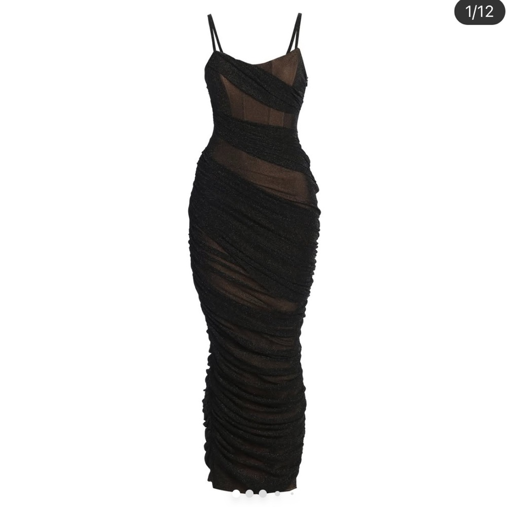 JLUXLABEL Black Ruched Bodycon Dress